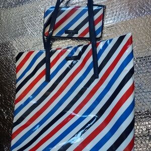 Kate Spade Patent Striped Tote Bag and Long Wallet Set
